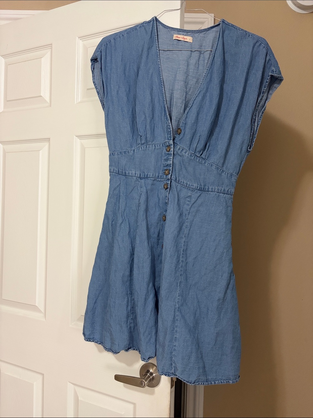 Marine Layer Light Blue Denim Button-Front Bodysuit Dress
